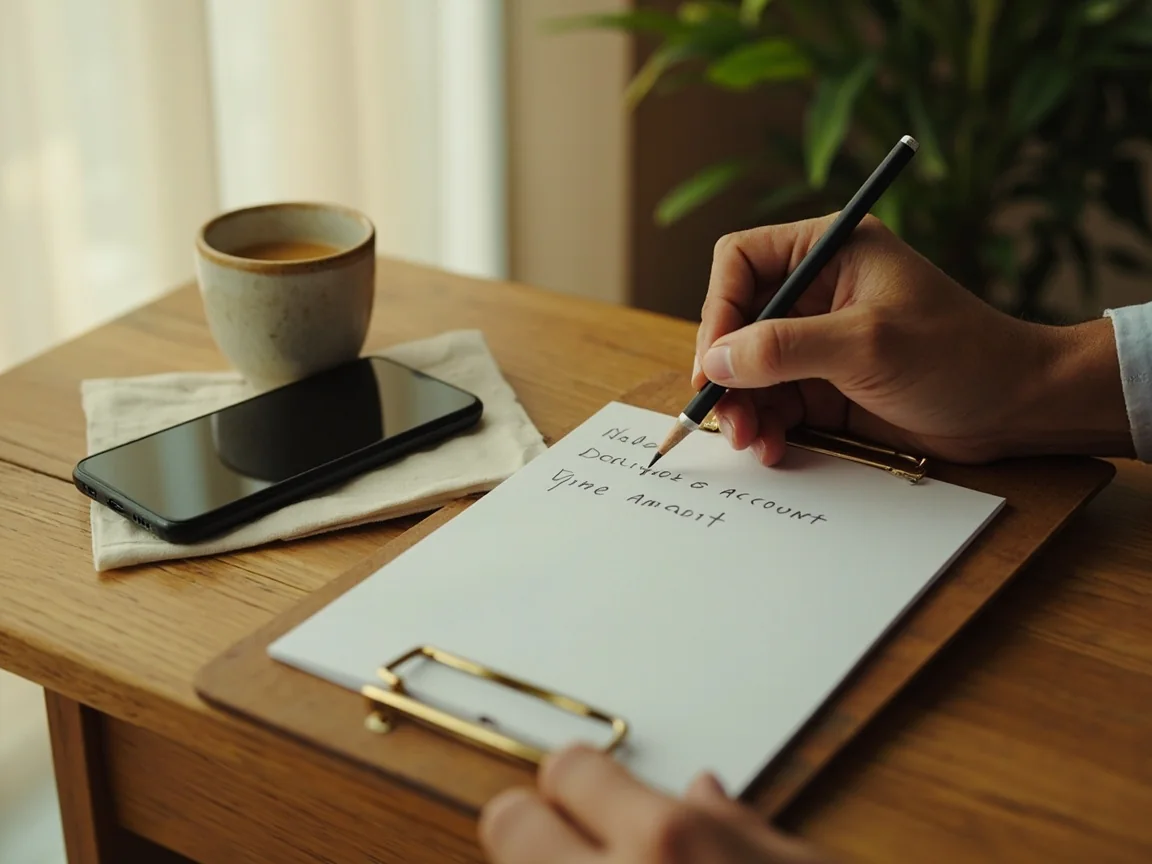 Delete account — paper note on a desk