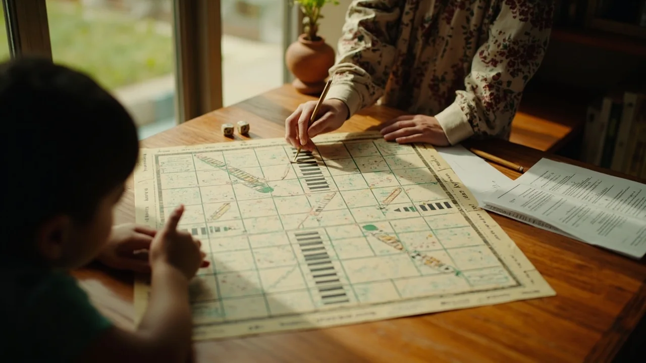 Snakes & Ladders board — classic 5x5 board